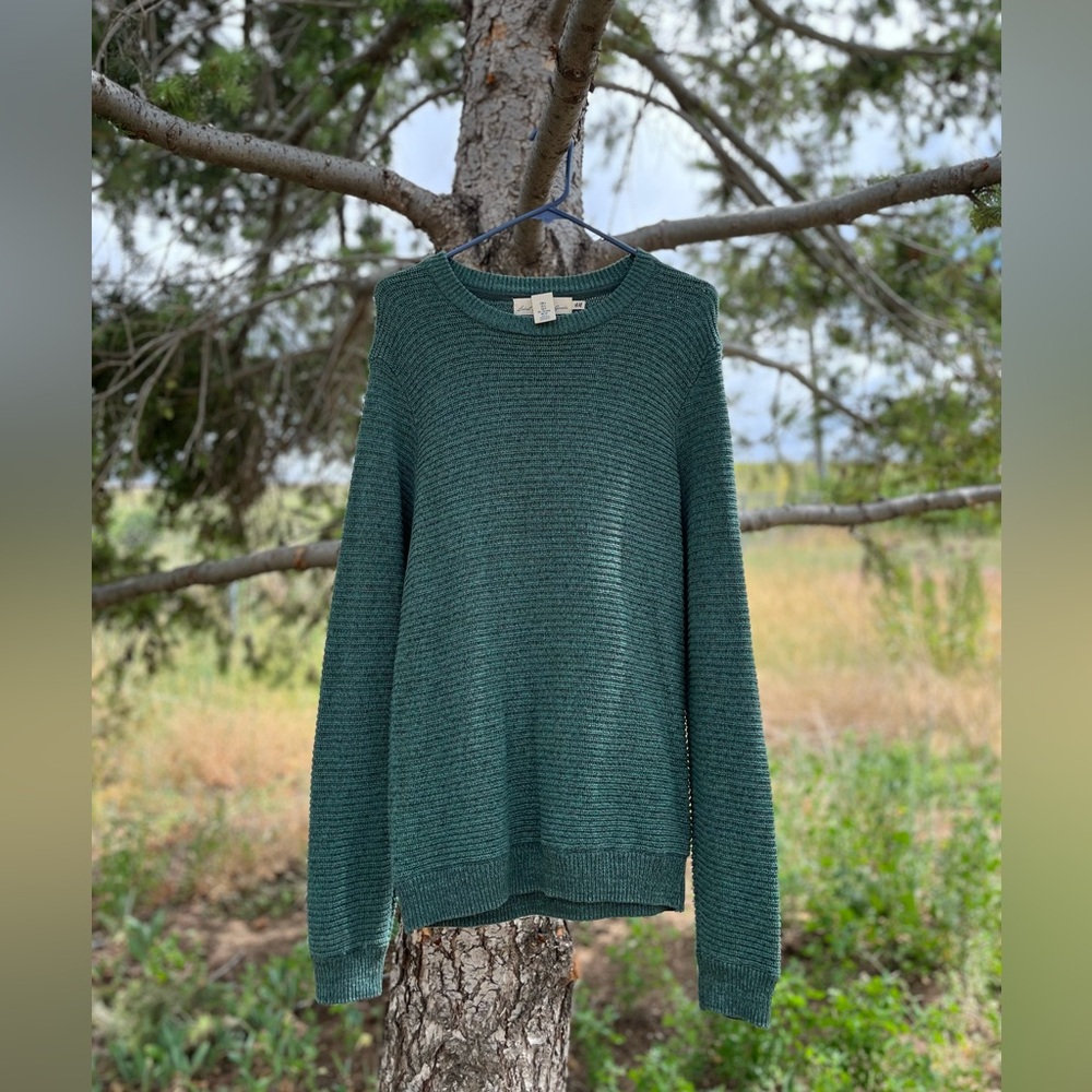 Textured-knit Cotton Sweater Green Mens Small